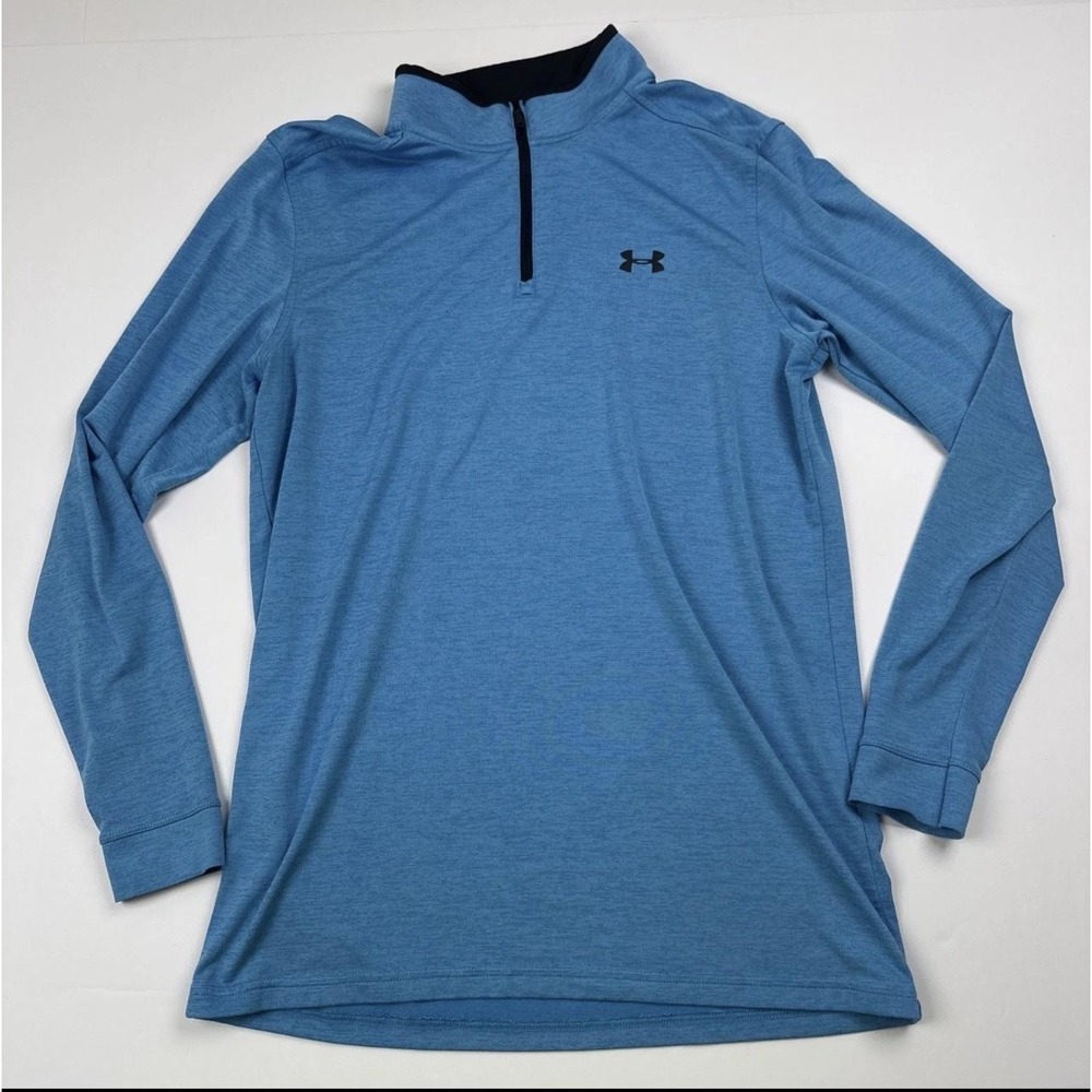 Under Armour Golf Pullover Mens Small Blue 1/4 Zip Long Sleeve HeatGear Athletic